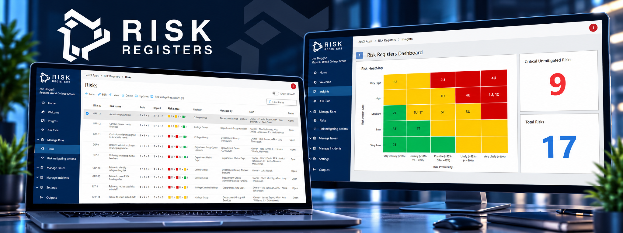 ZedXApps Risk Register AppPage Header L